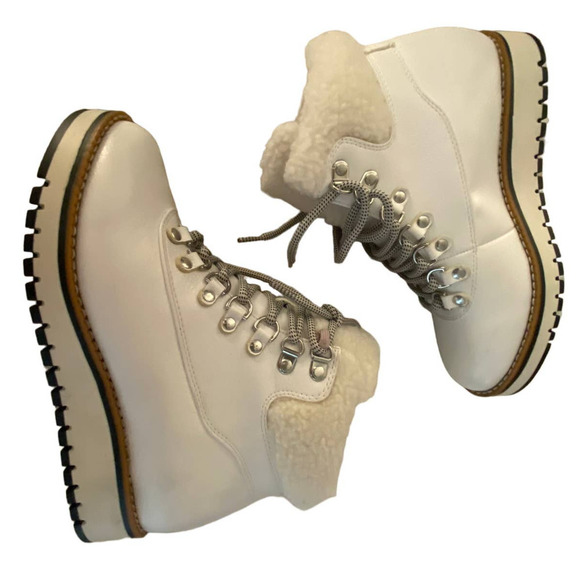 White Mountain White Leather Shearling Lined Hiking Boot - Picture 8 of 9